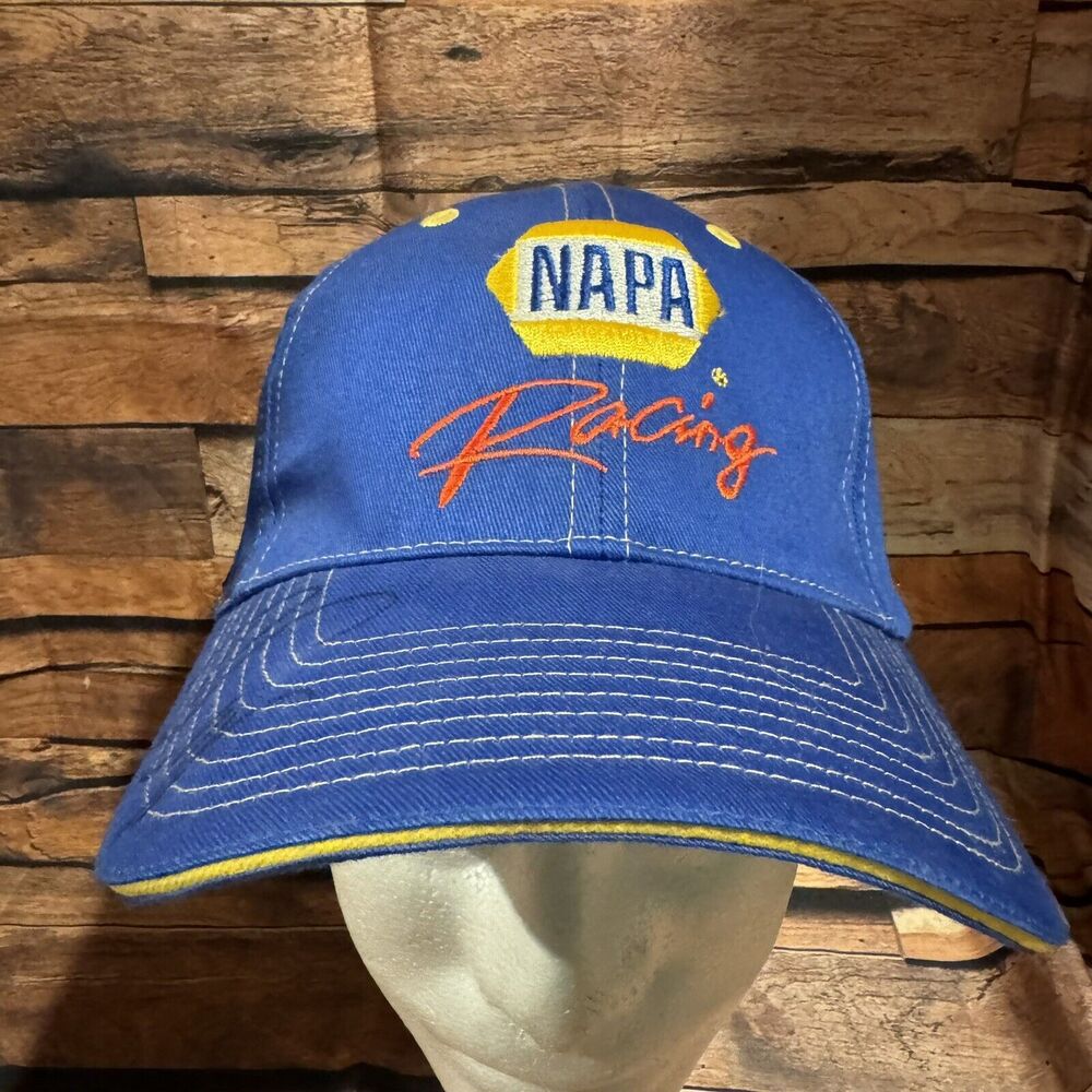 Ron Capps Signed NAPA Racing Hat Blue Yellow Embroidered Logo Baseball Cap OSR